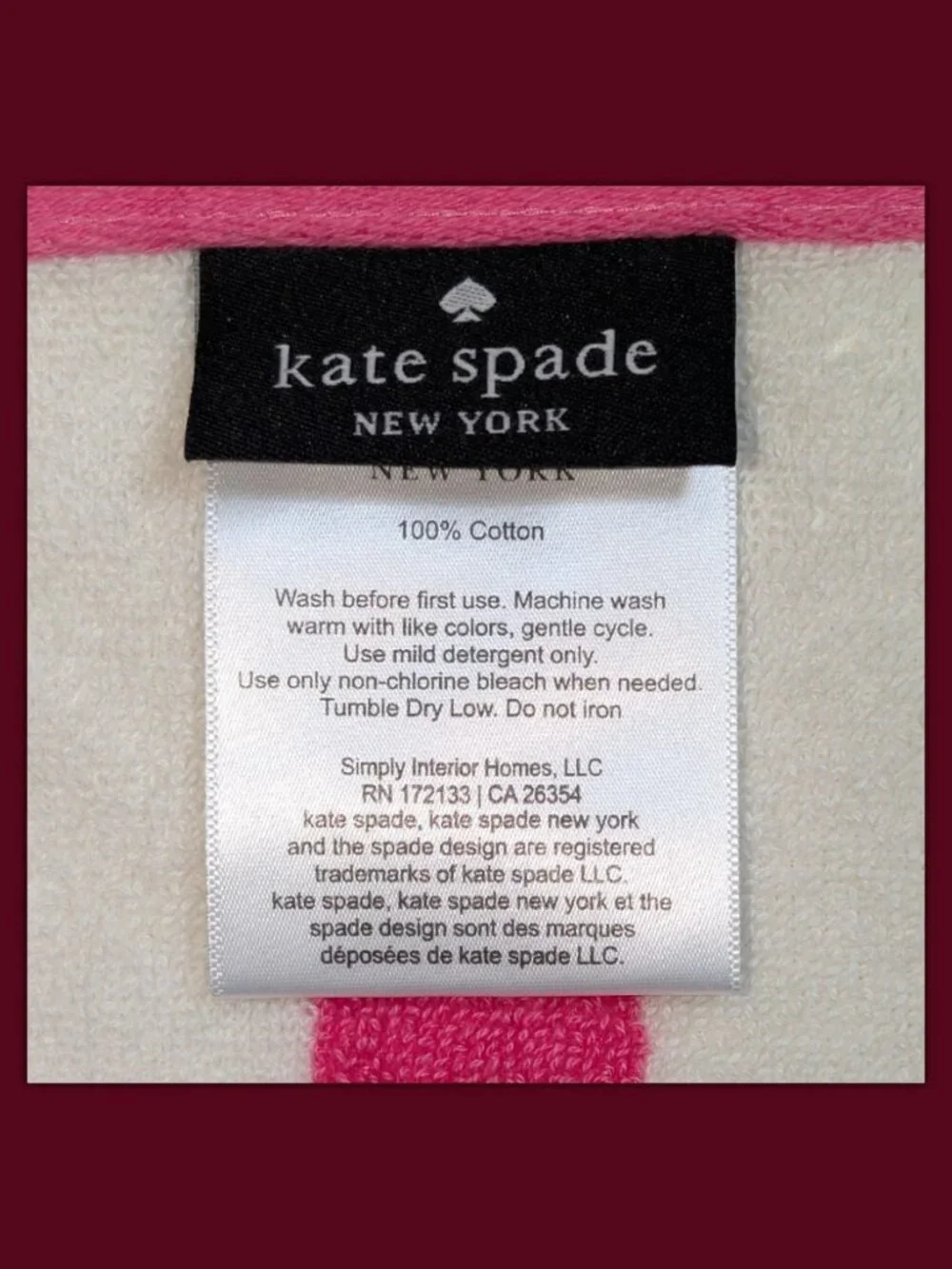 NWOT Kate Spade New York Beach Towel - Striped - Pink, White, Maroon, Orange